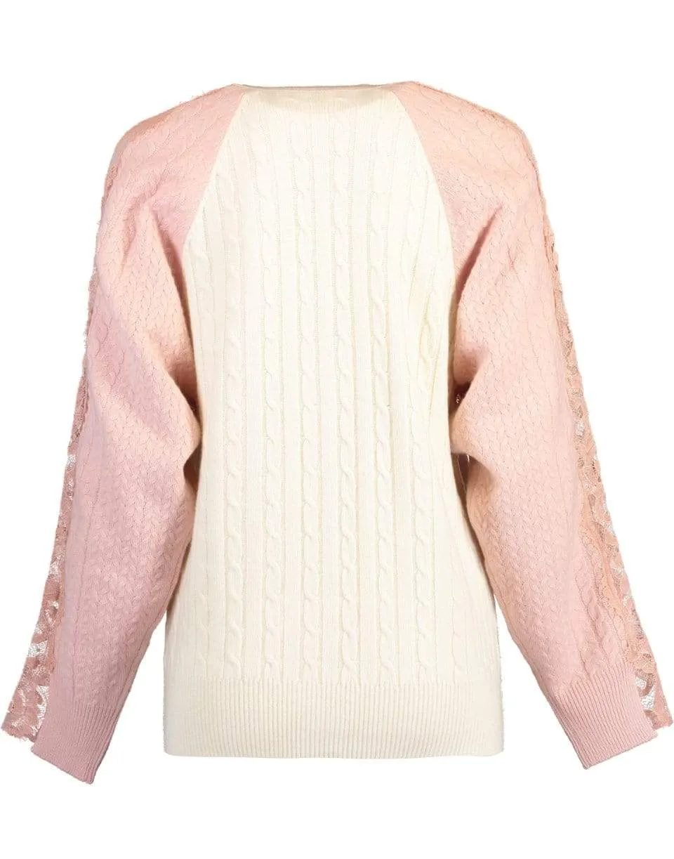 Floral Lace Cable Knit Cardigan