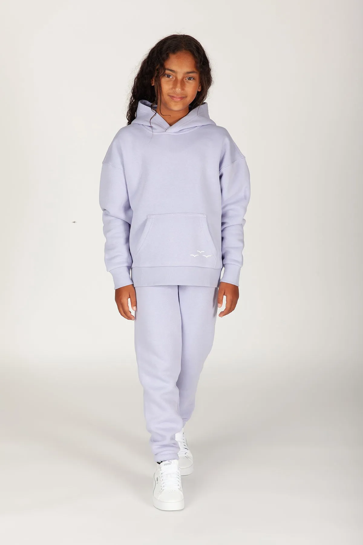 Kids Niki and Cooper fleece set in lavender