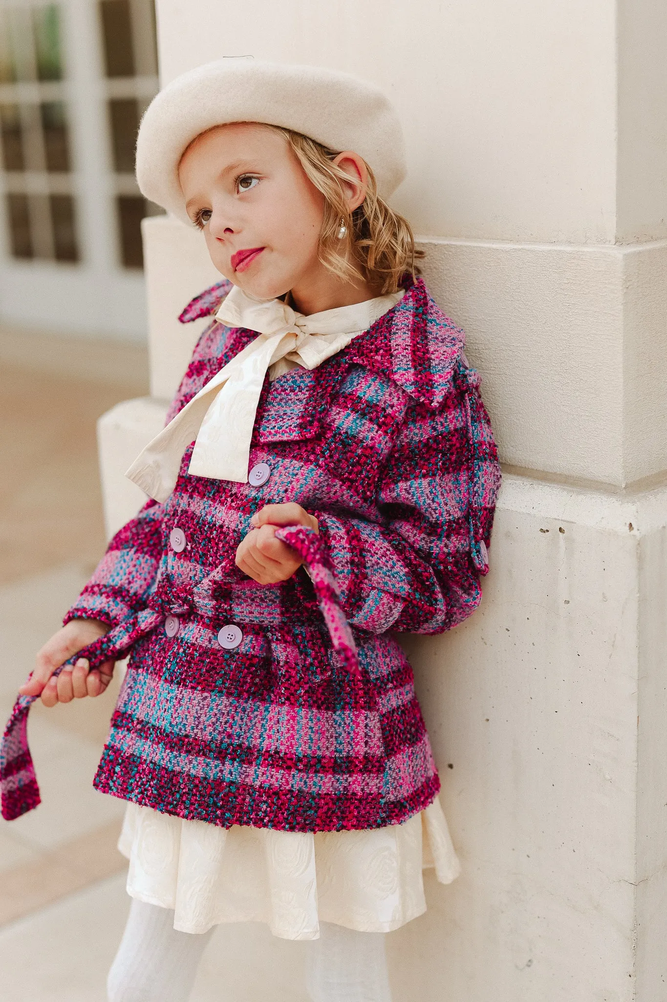 Mini Holly Plaid Coat in Violet - FINAL SALE